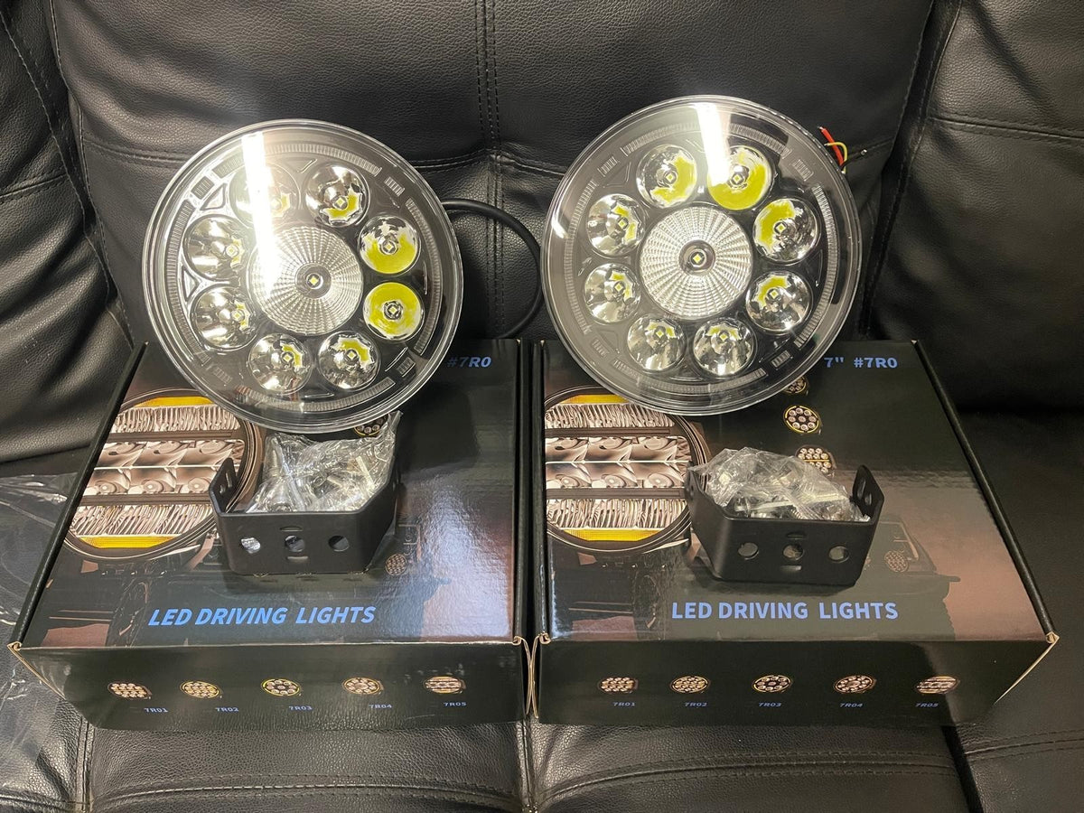 LED Spotlight Round - 8 LED 7 inch (for a pair) Zoom Tyres Otahuhu