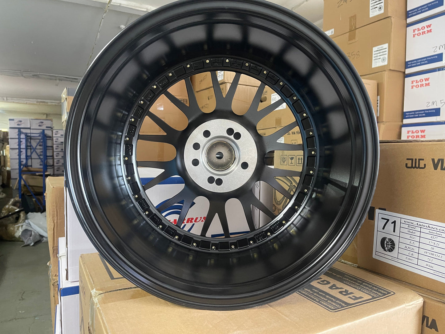 17x8.5 Alloy Wheels 4x100 / 5x100 ET20 Black Gold Rivets – Set of 4