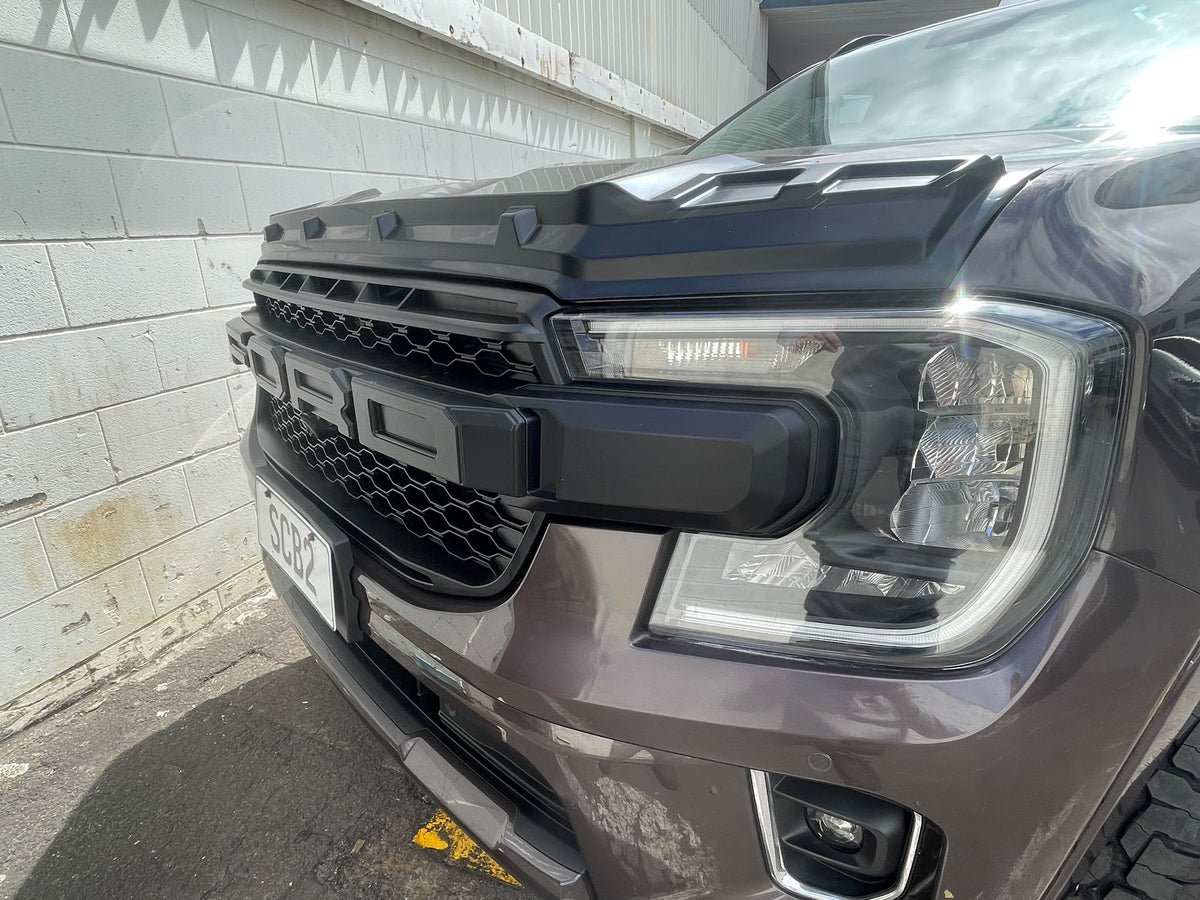 Front Grille with LED Letters - Suitable for Ford Ranger XLT Wildtrak Sport & Everest 2023–2026 | Black Zoom Tyres Otahuhu
