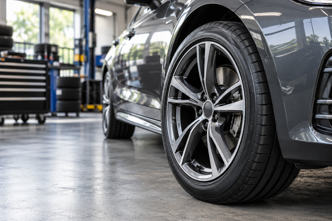 Modern vehicle fitted with a 19-inch road tyre and alloy wheel
