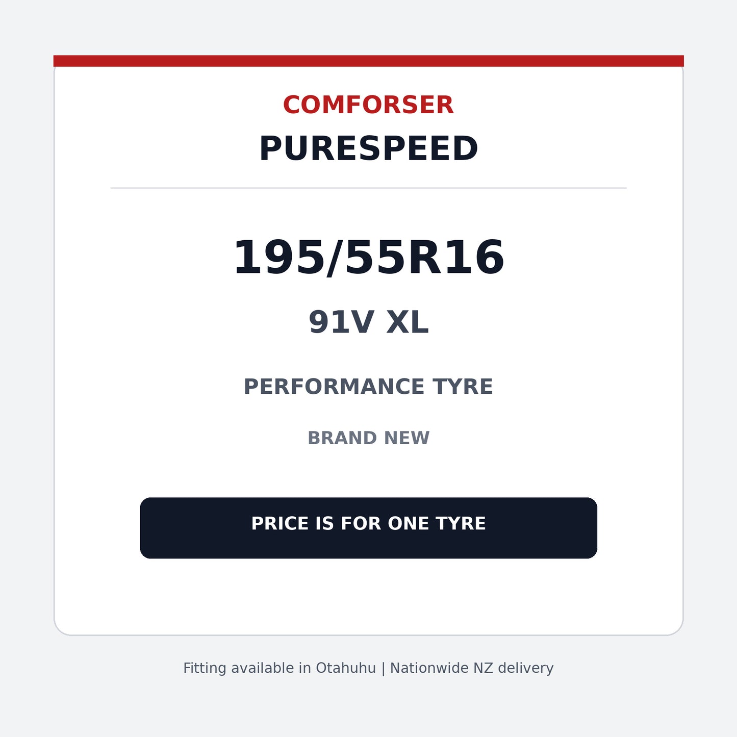 195/55R16 Comforser Purespeed Performance Tyre 91V XL Zoom Tyres Otahuhu