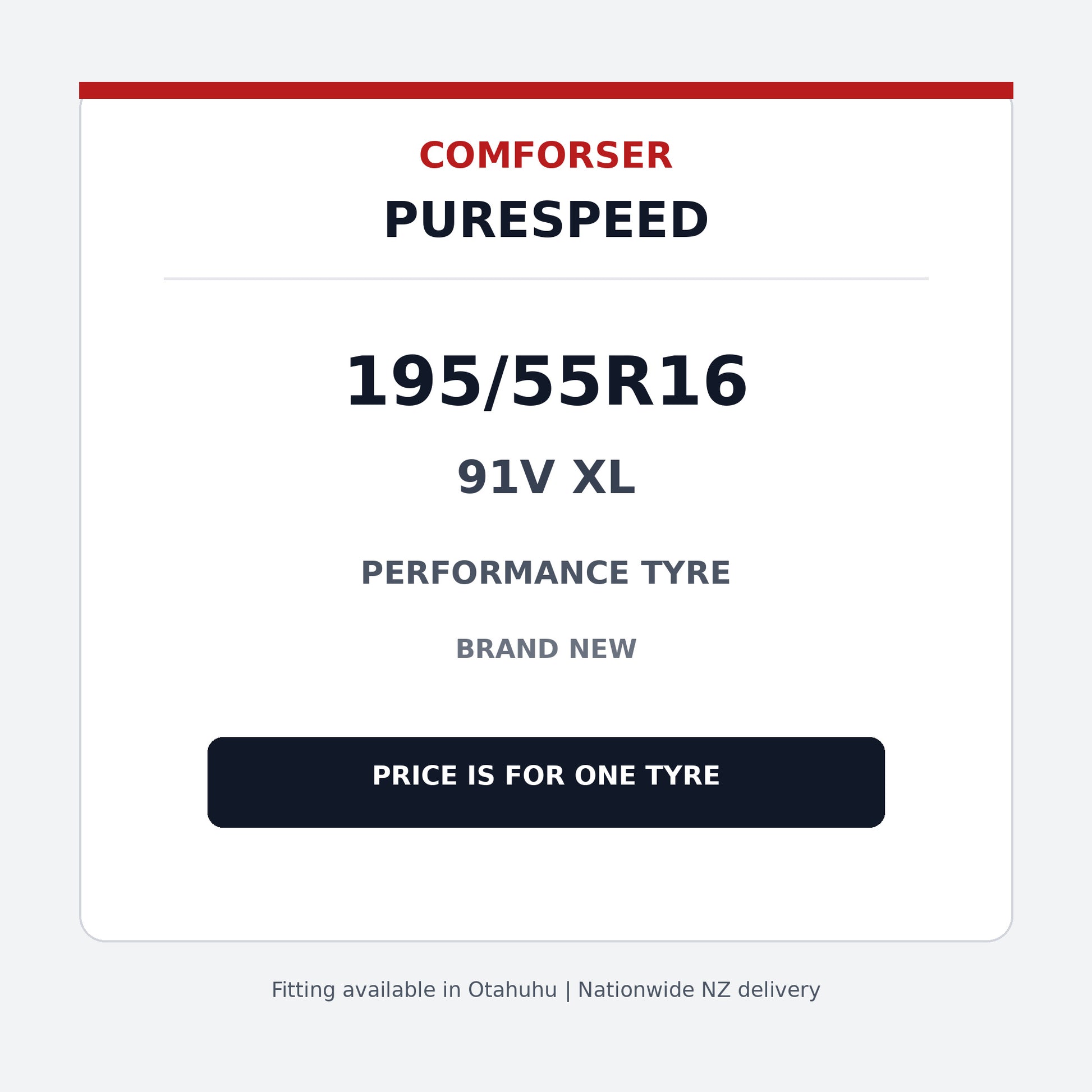 195/55R16 Comforser Purespeed Performance Tyre 91V XL Zoom Tyres Otahuhu