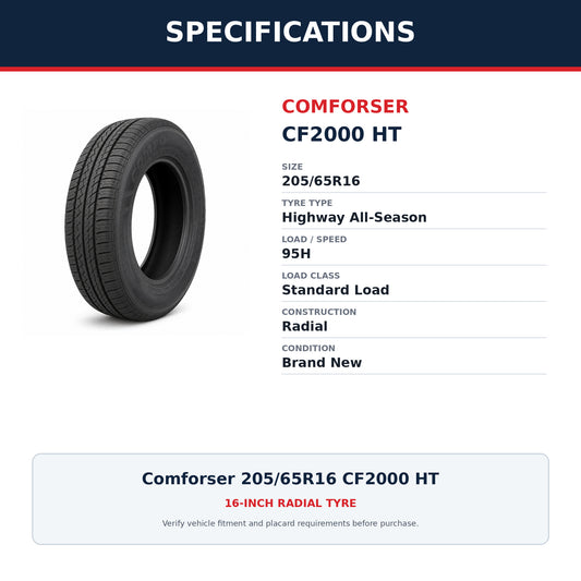 Comforser 205/65R16 CF2000 HT Highway All-Season Tyre 95H Zoom Tyres Otahuhu