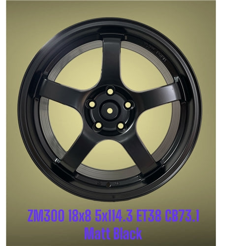 18x8 5x114.3 Matt Black Alloy Mag Wheels ET38 – Set of 4