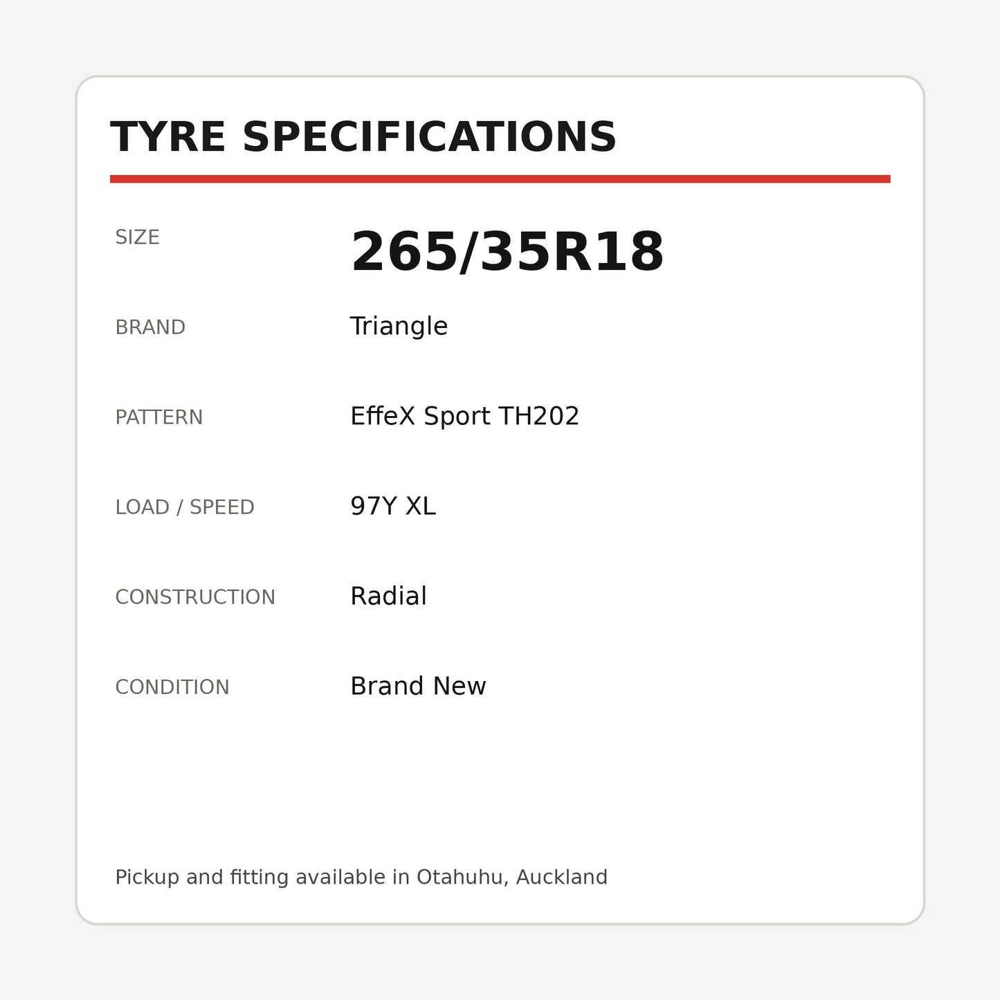265/35R18 Triangle EffeX Sport TH202 Tyre – 97Y XL Zoom Tyres Otahuhu