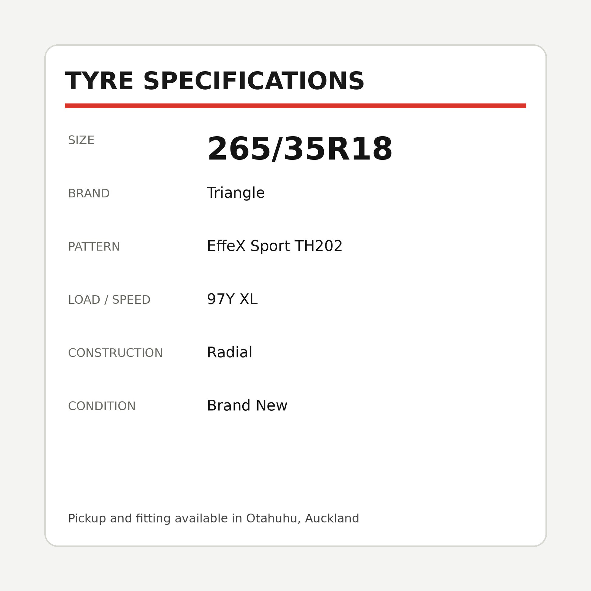 265/35R18 Triangle EffeX Sport TH202 Tyre – 97Y XL Zoom Tyres Otahuhu