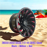 20x12 ET-44 Ranger Hilux Colorado BT50 Wheels Black Red 6x139.7 Set of 4