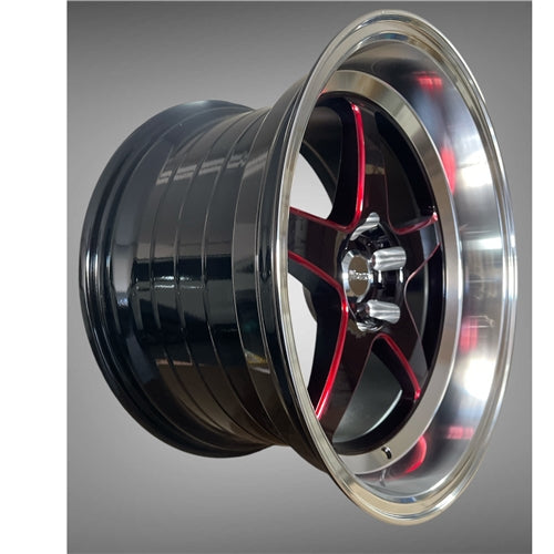 18x10.5 Deep Dish 5x114.3 Black Red Alloy Wheels ET30 – Set of 4
