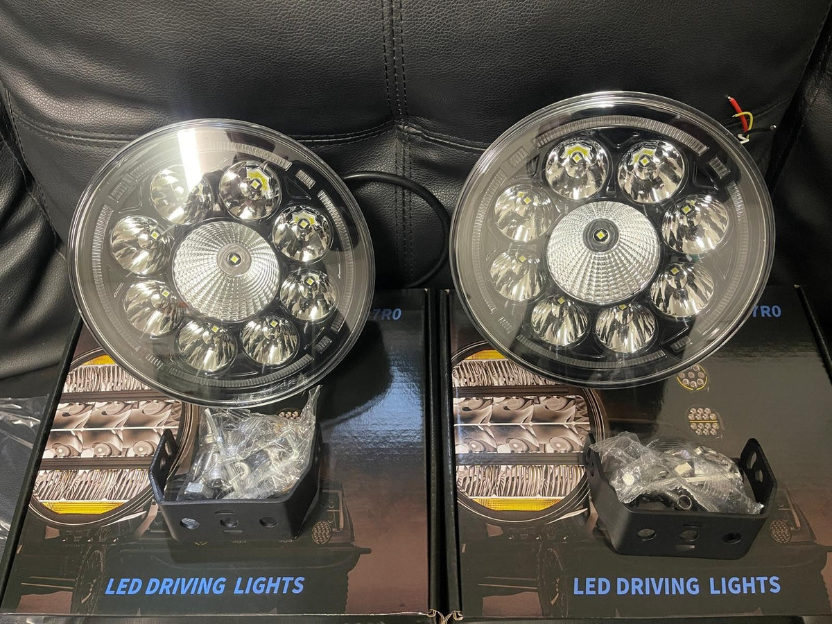 LED Spotlight Round - 8 LED 7 inch (for a pair) Zoom Tyres Otahuhu