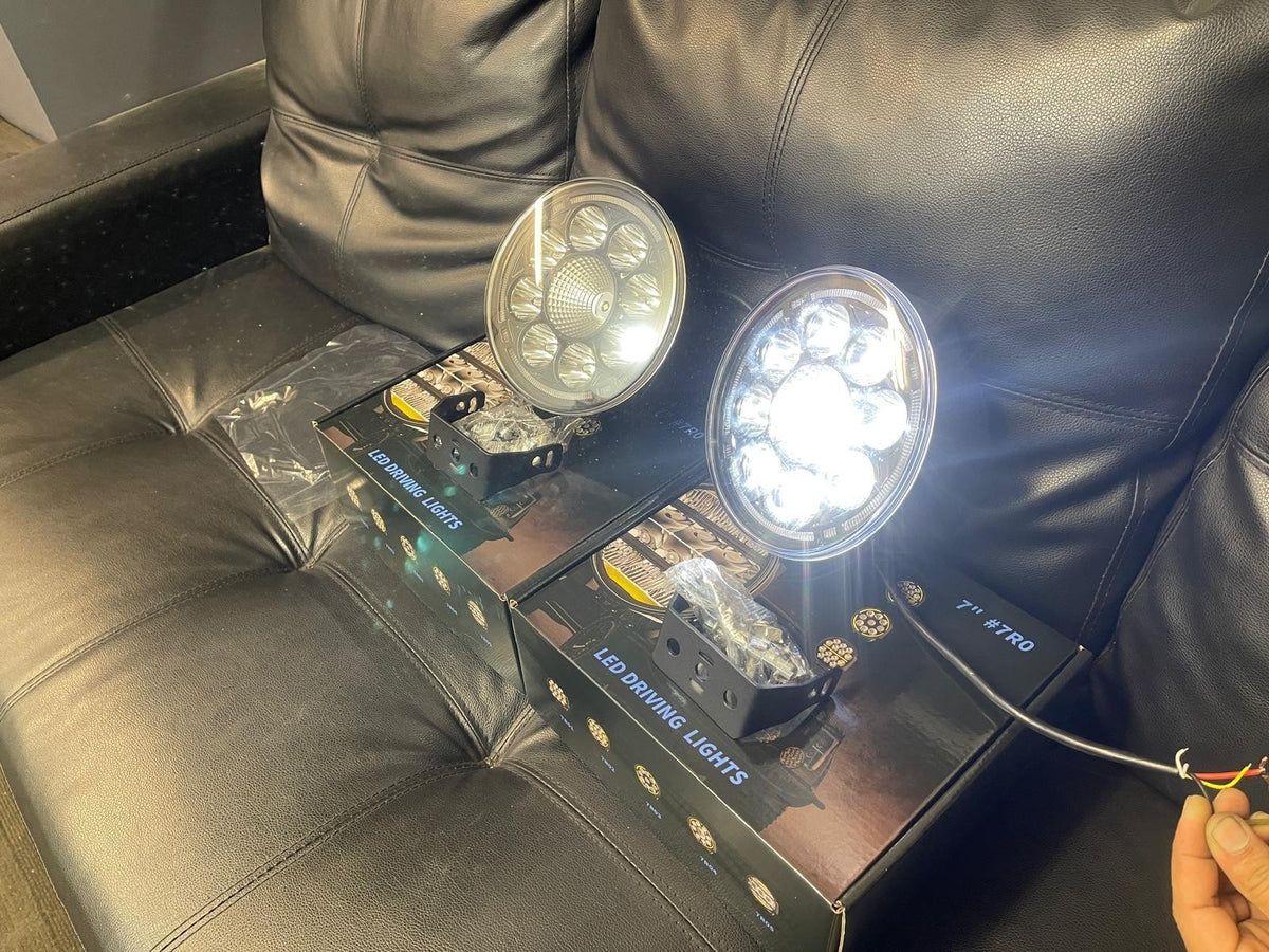 LED Spotlight Round - 8 LED 7 inch (for a pair) Zoom Tyres Otahuhu