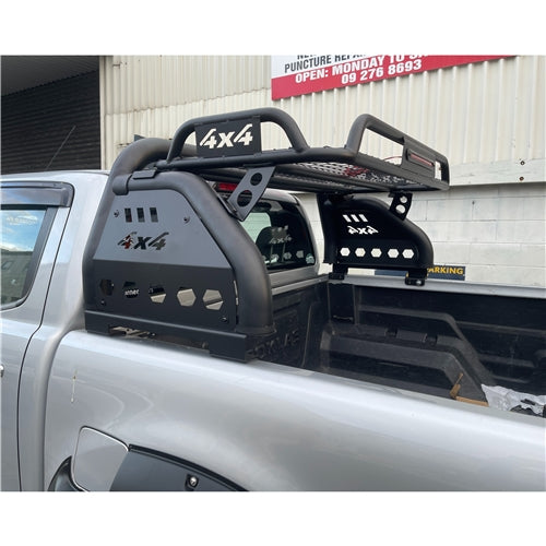 Universal 4x4 Roll Bar with Upper Basket & C Bracket – Matte Black Finish