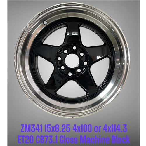 15x8.25 Deep Dish Alloy Wheels 4x100 / 4x114.3 ET20 Matt Black – Set of 4