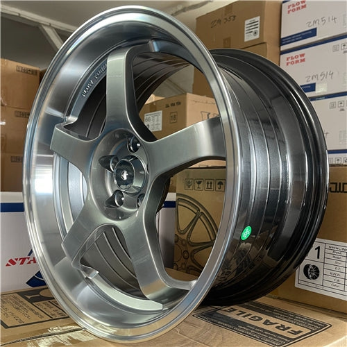 17x8.5 Alloy Wheels 5x100 ET33 Hyper Black Machine Lip – Set of 4