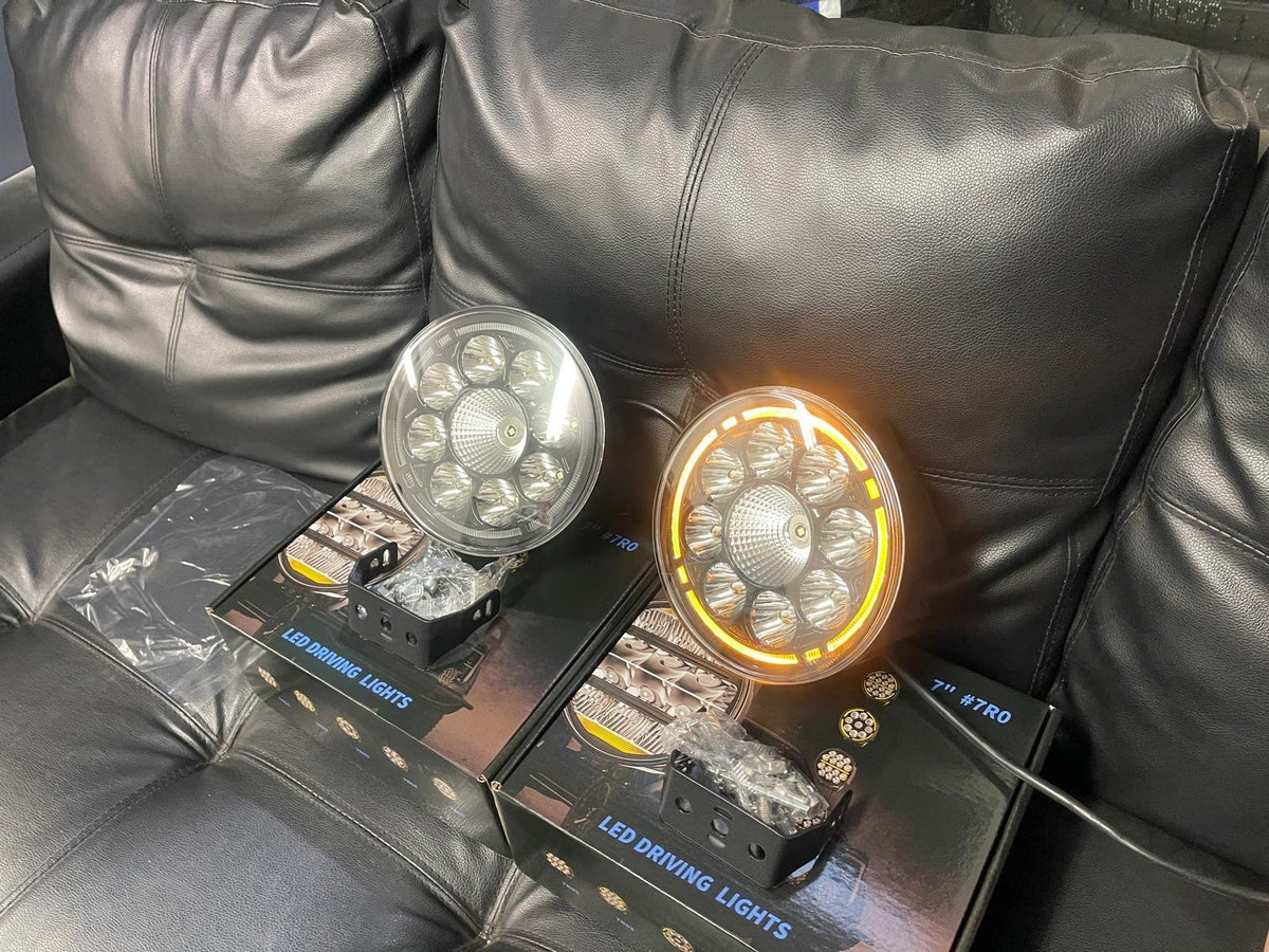 LED Spotlight Round - 8 LED 7 inch (for a pair) Zoom Tyres Otahuhu