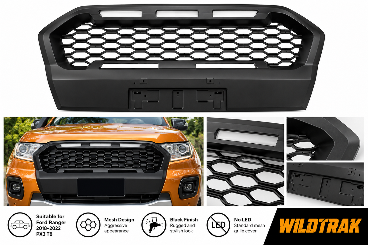 Front Grille Mesh Wildtrak - Suitable for Ford Ranger PX3 T8 2018–2022 | Black Zoom Tyres Otahuhu