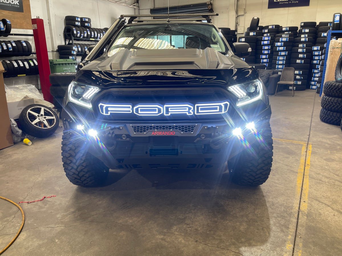 Front Grille LED Letter Bar - Suitable for Ford Ranger 2015–2022 XL XLT Wildtrak Raptor Zoom Tyres Otahuhu
