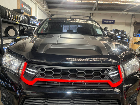Front Grille With LED Black/Red - Suitable for Toyota Hilux 2015 - 2018 Revo Zoom Tyres Otahuhu