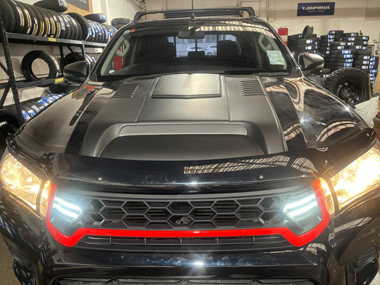 Front Grille With LED Black/Red - Suitable for Toyota Hilux 2015 - 2018 Revo Zoom Tyres Otahuhu