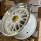 17x8.5 White Alloy Wheels 4x100 / 5x100 ET20 Gold Rivets – Set of 4