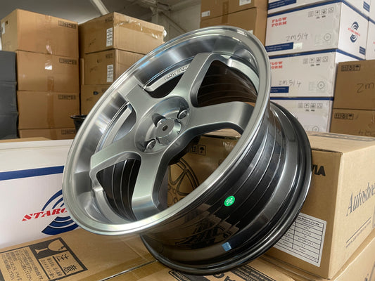 17x8.5 Alloy Wheels 5x100 ET33 Hyper Black Machine Lip – Set of 4