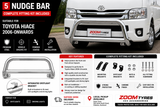 Nudge Bar with Spotlight Brackets Suitable for Toyota Hiace 2006-2018 Chrome Zoom Tyres Otahuhu