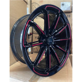 20x9 ET0 Ranger Hilux Colorado BT50 Wheels Black Red Milled 6x139.7 Set of 4