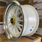 17x8.5 White Alloy Wheels 4x100 / 5x100 ET20 Gold Rivets – Set of 4