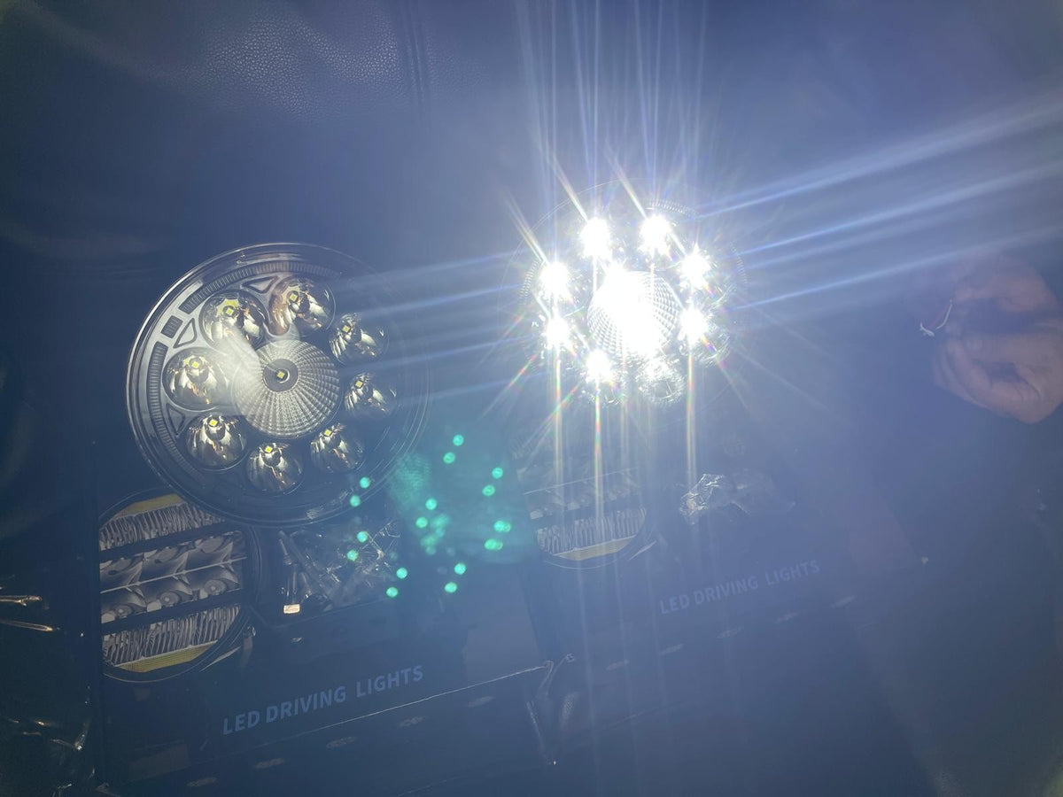 LED Spotlight Round - 8 LED 7 inch (for a pair) Zoom Tyres Otahuhu
