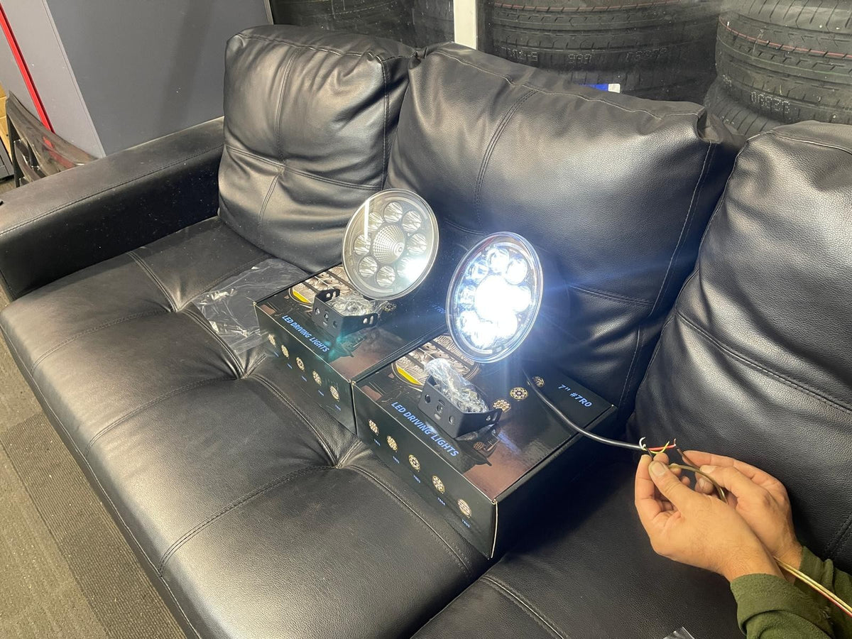LED Spotlight Round - 8 LED 7 inch (for a pair) Zoom Tyres Otahuhu