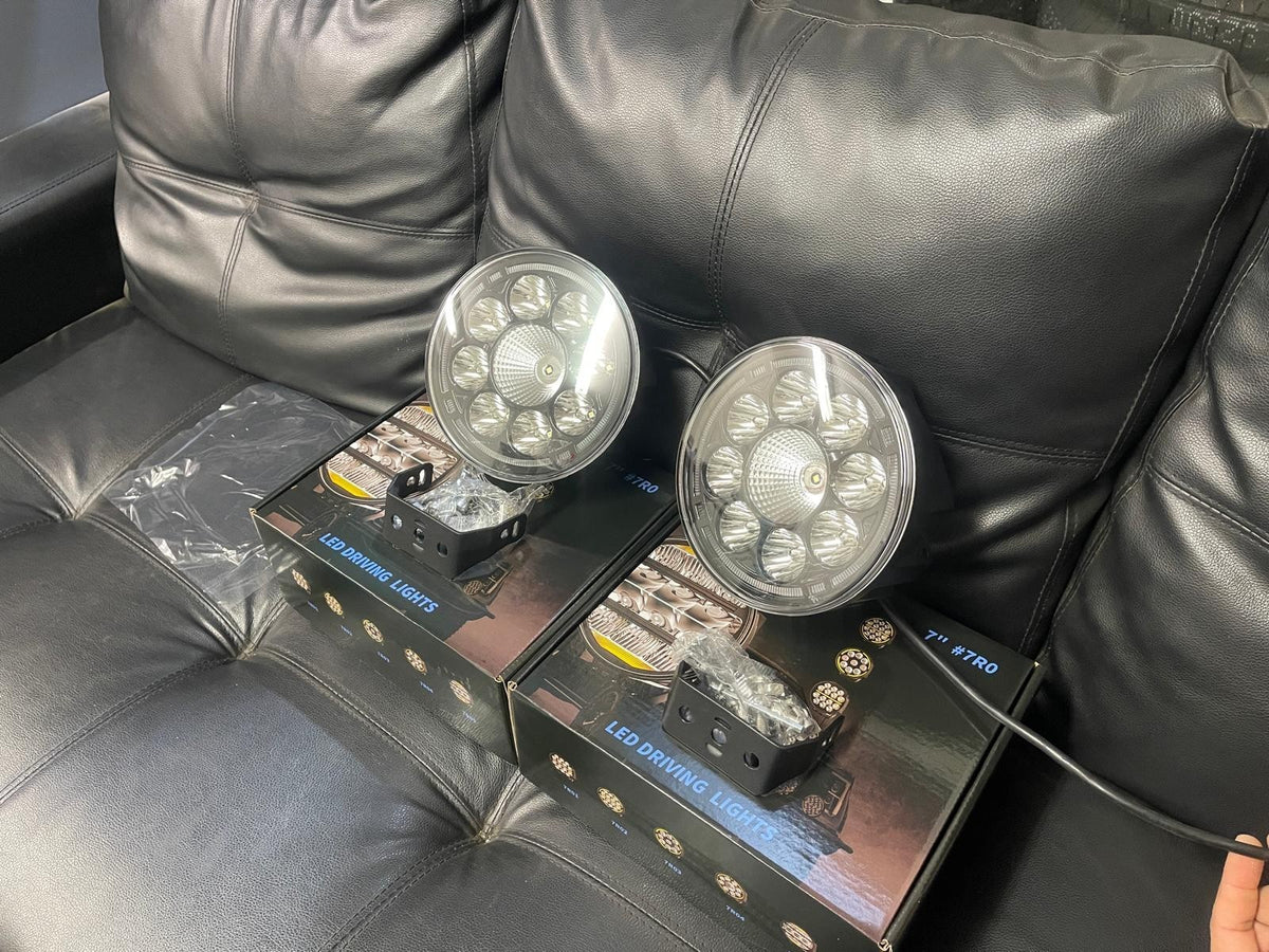 LED Spotlight Round - 8 LED 7 inch (for a pair) Zoom Tyres Otahuhu