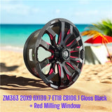 20x9 ET18 Ranger Hilux Colorado BT50 Wheels Black Red 6x139.7 Set of 4