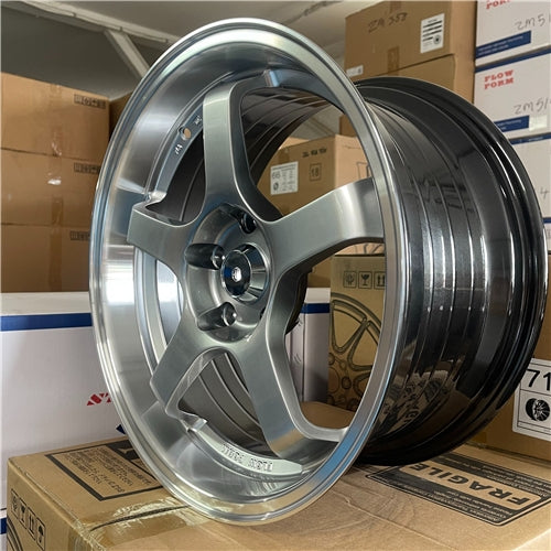 17x8.5 5x114.3 Hyper Black Machined Lip Alloy Wheels ET33 – Set of 4