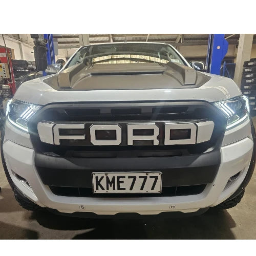 Front Grille Raptor Style WHITE Letters - Suitable for Ford Ranger 2018-2022 Zoom Tyres Otahuhu